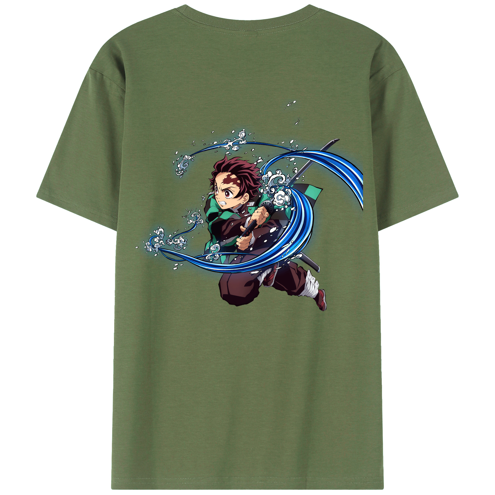 （画像用） 鬼滅の刃 竈門 炭治郎／かまど たんじろう Kamado Tanjirou 綿100％ メンズ半袖Tシャツ（バックプリント） 通気性